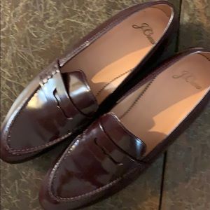 NEW J. Crew Burgundy Leather Academy Loafers 7.5
